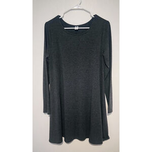 Old Navy Knit Swing Dress Women’s Large Petite Heather Charcoal Gray Long Sleeve